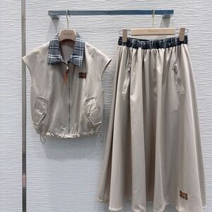 Miu Miu Vest Skirt Set Preppy Street Style Chic